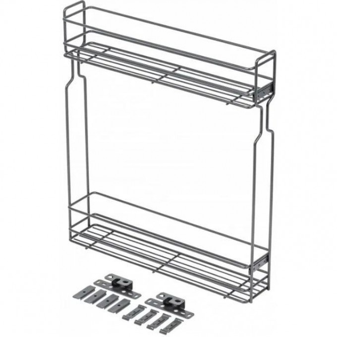 Двухуровневая боковая корзина GTV в модуль 200 мм, без направляющих, с крепежом, антрацит KO-BO200PK-60