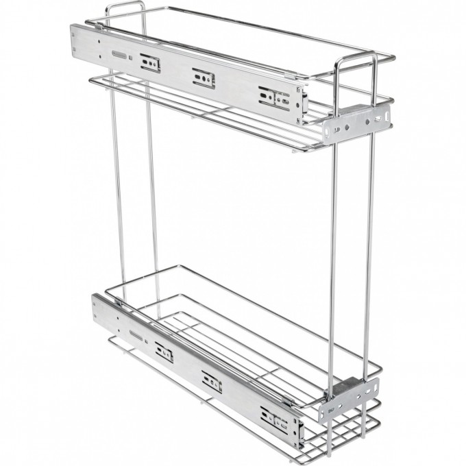 Карго мини боковое двухуровневое к ящику, направляющая, полное выдвижение, эффект хрома GTV KO-CMB200-PW-OC