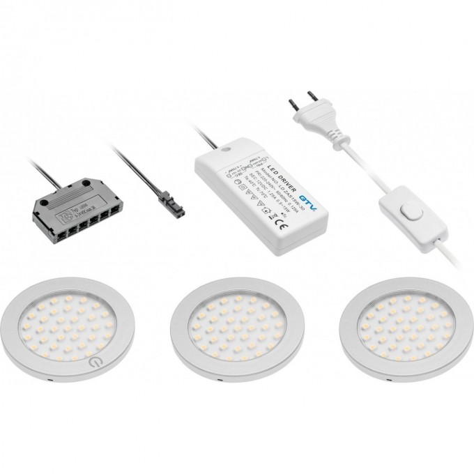 Комплект 3 светильников LED Castello, теплый белый, 3 выхода miniAMP GTV LD-Z3CSCB-53